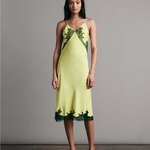 RAG & BONE Yellow and Black Logan Lace Silk Slip Dress Size 4